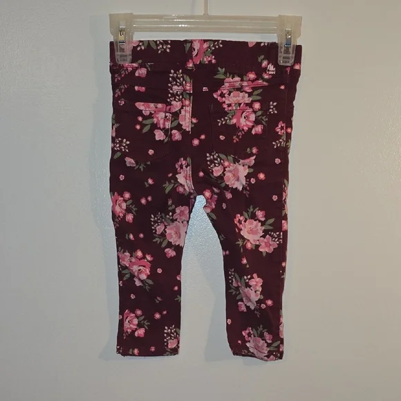 Gymboree Dark Burgandy/maroon Floral Kids Jeggings LOT Q - Picture 4 of 6